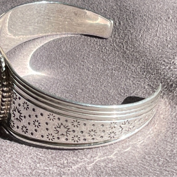 Garrison Boyd Signed Navajo Sterling Silver Turquoise Cuff Bracelet Stars - Picture 5 of 9